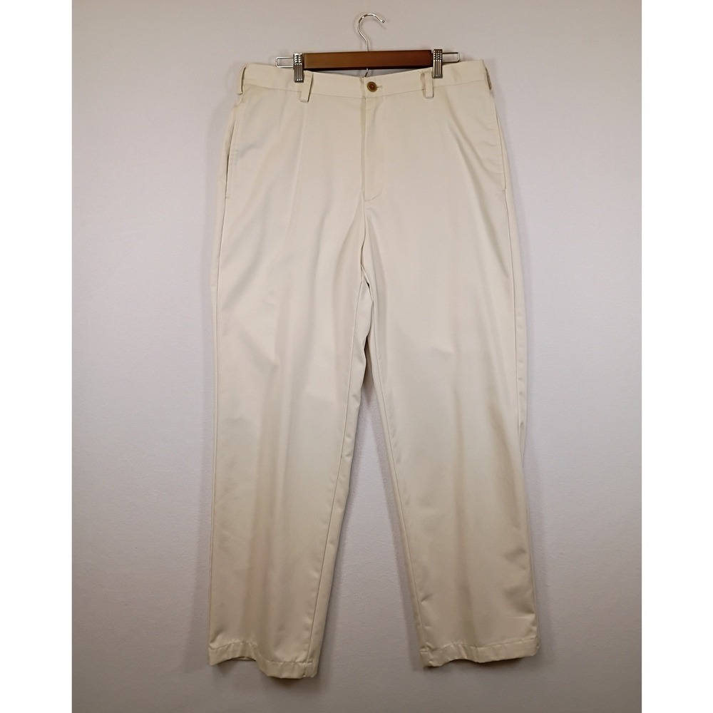 Classic Preppy IZOD Mens 34x32 Cream White 100% Cotton Straight Leg Chino Pants